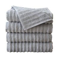 Mims Combed Zero-Twist 4 Piece 100% Cotton Bath Towel Set (Set of 4) Silver Grey! Retails $130+