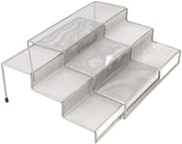 New Mind Reader 3TSHELF2-SIL 3 Tier Metal Mesh Kitchen Storage Organizer, 2 Pcs, Silver