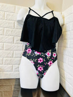 New Women's 2 Piece High Waisted Swim Suit with Hanky Hem, very flattering, Sz 2X