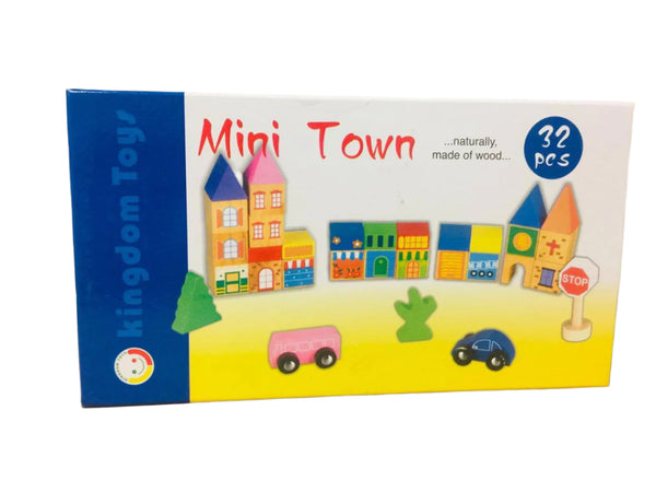 32 Piece mini town wooden play set by Kingdom Toys!
