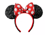 New Disney’s Sparkly Classic Minnie Mouse Ears, Adults! These ears are new but have a slight twist to the original. They’re covered in sparkly sequins!