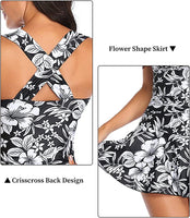 New MiYang Women's Swimdress One Piece Floral Tummy Control Swimsuits Bathing Suit with Slimming Skirt Sz 2X!