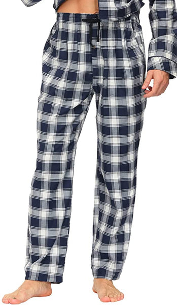 New MoFiz Men's Pajama Pants Sleep Lounge Pants 100% Cotton Blue Plaid, Sz 2XL! Retails $30+
