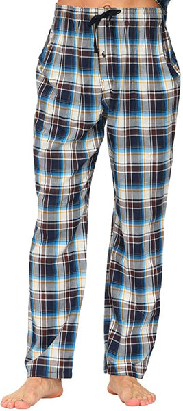 New MoFiz Men's Pajama Pants Sleep Lounge Pants 100% Cotton Light Blue Plaid, Sz L! Retails $30+