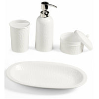 Classic White Monarch Abode Hand Hammered 4-Piece Aluminum Bathroom Accessories Set, Rust & Shatter Resistant! Retails $65+