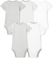 Brand new Moon and Back Baby Set of 5 Organic Short-Sleeve Bodysuits, Grey Heather, 6-9 Months!