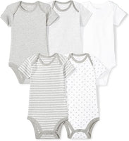 Brand new Moon and Back Baby Set of 5 Organic Short-Sleeve Bodysuits, Grey Heather, 6-9 Months!