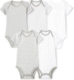 Brand new Moon and Back Baby Set of 5 Organic Short-Sleeve Bodysuits, Grey Heather, 6-9 Months!