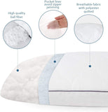 New Adjustable Bed Pillow for Back/Stomach Sleeper, Flat Head/Back Pillow for Sleeping, Soft Hypoallergenic Slim Thin Bed Pillow Standard Size, Premium Ball Fiber Filling Low Profile Pillow by Moonsea!