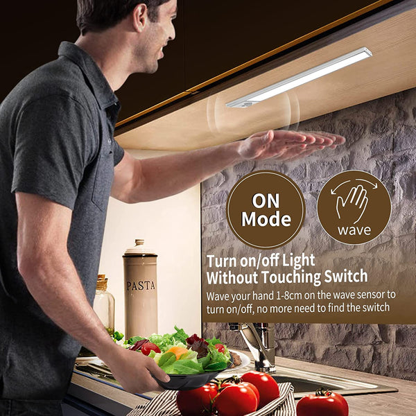 New Under Cabinet Lights 6500K 2 Pack, Motion Sensor LED Closet Lights, 36 LED Lights Battery Operated for Kitchen, Closet, Wardrobe, 6500K,White