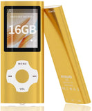 MYMAHDI MP3/MP4 Music Player with 16 GB Memory Card (Expandable Up to 128GB), Supporting Photo Viewer, Voice Recorder, FM Radio, Colour Gold