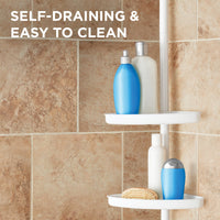 New White Tension Pole Shower Caddy with 4 Shelves, 60" to 97", Mainstays