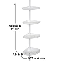 Mainstays Adjustable Tension Shower Pole Caddy with 3 Shelves - White - 1 Each