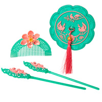 New Disney Mulan Hair Accessory Set, Role Play Hair Accessory Pieces Include: Mirror, Hair Comb & Barrettes - for Girls Ages 3+