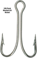 New in package! MUSTAD CLASSIC DOUBLE HOOK PACK OF 100, NICKEL, 4/0