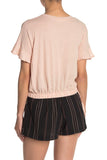 New Women's short sleeve Tie Waist Top by MUSTARD SEED in Pale Pink, Sz M, Retails $59+