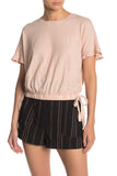 New Women's short sleeve Tie Waist Top by MUSTARD SEED in Pale Pink, Sz M, Retails $59+