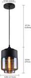 New Unique NAANN Adjustable Length Industrial Retro Black Vintage Pendant Light with Amber Glass Shade gives off an ambient light, E26 Base