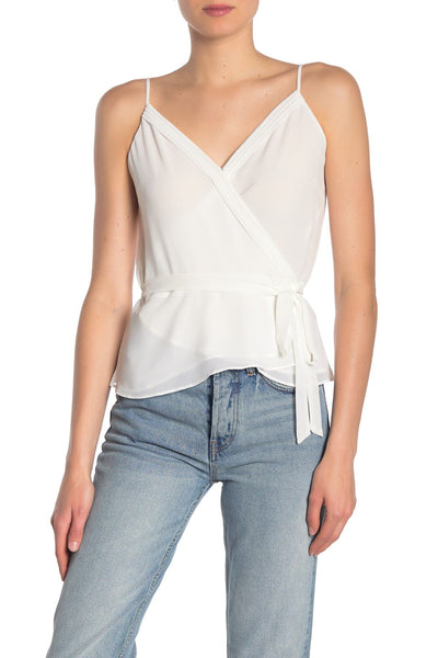 New Women's Naked Zebra Pleated Wrap Tank Blouse in Ivory, Sz M! Great layering piece to wear under a cardigan, blazer or on its own!