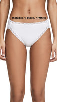 New Natori Women's Bliss Cotton French Cut Panty, 2 pack, 1 White, 1 Black, Sz M!
