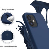 ORNARTO Compatible with iPhone 12 Mini Case, Slim Liquid Silicone 3 Layers Full Covered Soft Gel Rubber with Microfiber Case Cover 5.4 inch-Navy Blue