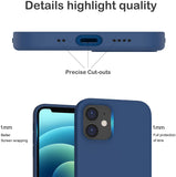 ORNARTO Compatible with iPhone 12 Mini Case, Slim Liquid Silicone 3 Layers Full Covered Soft Gel Rubber with Microfiber Case Cover 5.4 inch-Navy Blue