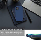 ORNARTO Compatible with iPhone 12 Mini Case, Slim Liquid Silicone 3 Layers Full Covered Soft Gel Rubber with Microfiber Case Cover 5.4 inch-Navy Blue