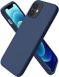 ORNARTO Compatible with iPhone 12 Mini Case, Slim Liquid Silicone 3 Layers Full Covered Soft Gel Rubber with Microfiber Case Cover 5.4 inch-Navy Blue