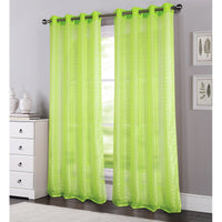 Jardine Plaid Sheer Grommet Panels, set of 2 Curtains! Neon Green Retails $97+ (Sold online per panel, auction is for 2 panels) 54"W X 90"L Each!