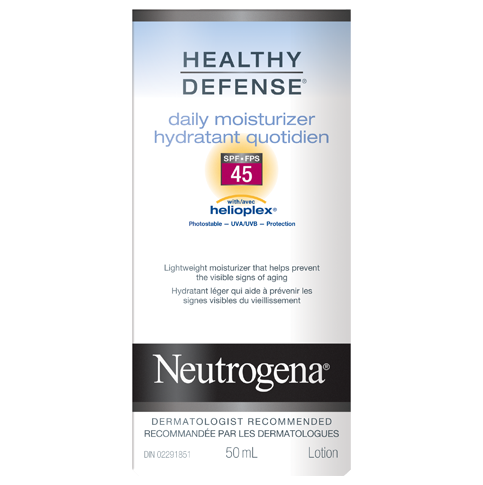 New in package! Neutrogena Healthy Defense Daily Moisturizer Spf 45 with helioplex, 50 ml. Past BB still ok to use!