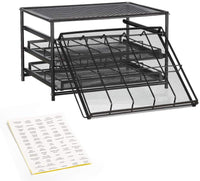 NEX Iron Spice Rack 3 Tier 30-Bottle Spice Drawer Organizer for Pantry Kitchen Cabinet, Metal, Brown! Bottles NOT included