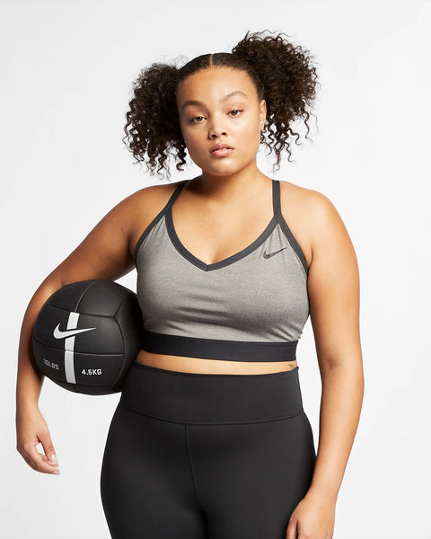 New with tags! Highly Rated NIKE Dri-FIT Indy Women's Light-Support Padded V-Neck Sports Bra in smoke grey, PLUS Sz 3X!