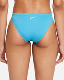 New Nike Women's Solid Sport Bikini Bottom with logo at back in Turquoise, Sz Large