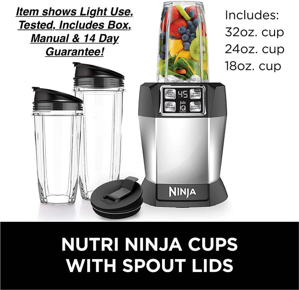 Ninja BL481C Nutri-Ninja Auto-iQ Blender, Silver! Item shows Light Use, Tested, Includes Box, Manual & 14 Day Guarantee!