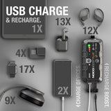 NOCO Boost Plus GB40 1000 Amp 12V UltraSafe Lithium Jump Starter! It's a car jump starter, portable power bank and LED flashlight. Recharge smartphones, tablets and other USB devices. It's easily rechargeable from any powered USB port in 3 hours!