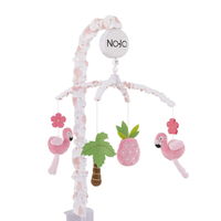 New in box! Wayfair Varga Nojo Tropical Flamingo Nursery Crib Musical Mobile With Plush Pink Flamingos! Retails $115+