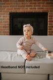 New  Ultra Soft Ultra Cozy High End BABY LONG ROMPER - LAVENDER by North Kinder, Made in Canada, Sz 6/12 Months RETAILS $54+