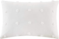 Urban Habitat Brooklyn Cotton Jacquard Pom Oblong Throw Pillow with 100% Polyester Filling for Bed Couch or Sofa, 14"X20", Ivory! Retails $65+