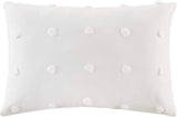 Urban Habitat Brooklyn Cotton Jacquard Pom Oblong Throw Pillow with 100% Polyester Filling for Bed Couch or Sofa, 14"X20", Ivory! Retails $65+