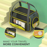 New OKMEE Soft Pet Carrier For Small Medium Cats Dogs Puppies, Cat Carrier With Big Space, 5 Mesh Windows, 3 Doors, Airline Approved, Escape-Proof, Breathable, Leak-Proof, Easy Storage, grey yellow