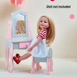 Olivia's Little World - Princess 18 inch Doll Furniture | Vanity Table and Chair Set (Grey Polka Dots) | Fits American Girls, Our Generation & More! Retails $80+