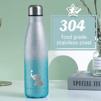 New in Box! Onebttl Stainless Steel Water Bottle for Elephant Lover! Silver-Blue! keeps drinks cold for 24 HOURS or hot for 12 HOURS! Retails $63+