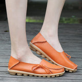 Brand new Women's Cowhide Leather Moccasins Flats Casual Loafers Shoes in Orange, Sz 40 (Fit 9.5)