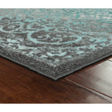 New Wayfair Oriental Tufted Grey/Blue 1'8" x 5' Area Rug Runner by Andover Mills in Teal & Grey