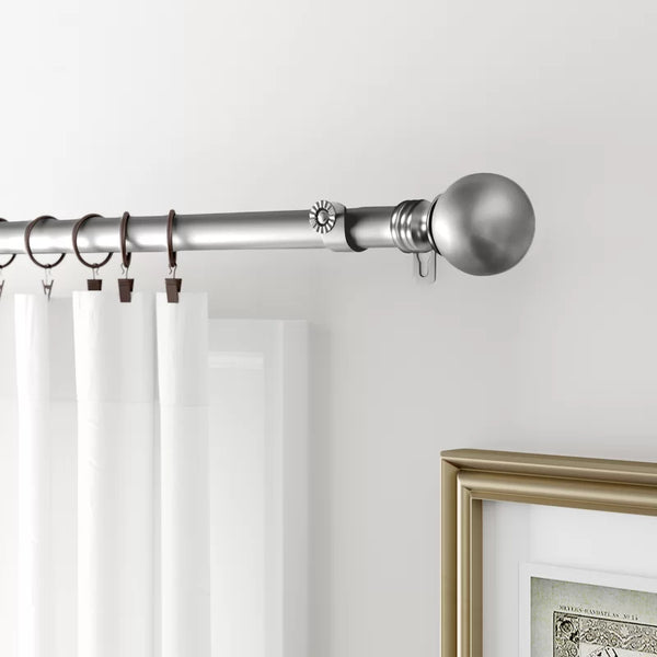 New Wayfair Orpha Adjustable 1" Single Curtain Rod  by Three Posts in Satin Nickel, 66"-120" Retails $85+