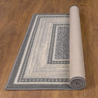 New Ottomanson Ottohome Collection Contemporary Bordered Design Non-Slip Rubber Backing Modern Area Rug Doormat, 2'3" x 3', Grey