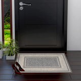 New Ottomanson Ottohome Collection Contemporary Bordered Design Non-Slip Rubber Backing Modern Area Rug Doormat, 2'3" x 3', Grey