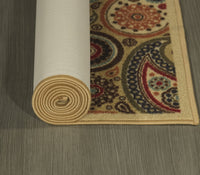 New Ottomanson Ottohome Rubber Back Paisley Area Rug Runner, 2 ft  x 7 ft, Beige