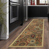 New Ottomanson Ottohome Rubber Back Paisley Area Rug Runner, 2 ft 7 in x 9 ft 10 in, Beige