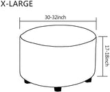 VIENLOVE Round Ottoman Slipcover Polyester Blend Footstool Protector Covers Stretch with Elastic Bottom Feature Textured Machine Washable Jacquard Fabric (Black, Extra Large Size)